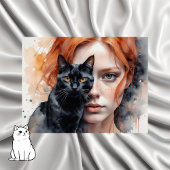 女性と黒猫ポストクロッシング ポストカード