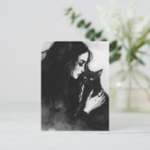 女性と黒猫 ポストカード (スタンド正面)