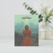 女性とUFO ポストカード (スタンド正面)