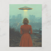 女性とUFO ポストカード (正面)