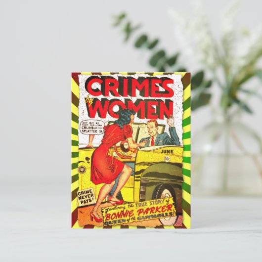 女性による犯罪#1黄金時代の漫画本カバー ポストカード (スタンド正面)