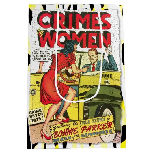 女性による犯罪#1黄金時代の漫画本カバー ミディアムペーパーバッグ (裏面)