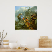 女性にオウムを差し出す荒野 ポスター (キッチン)