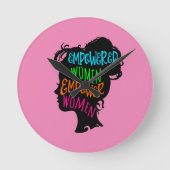 女性に力を与える力を与える ラウンド壁時計 (正面)