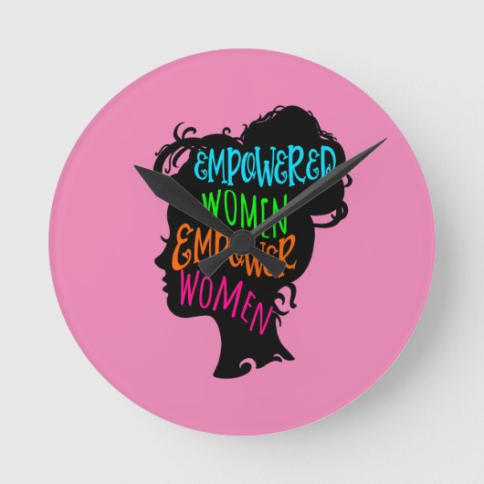 女性に力を与える力を与える ラウンド壁時計 (正面)