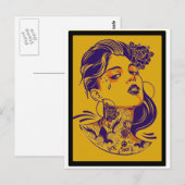 女性に夢中になっている ポストカード (正面/裏面)