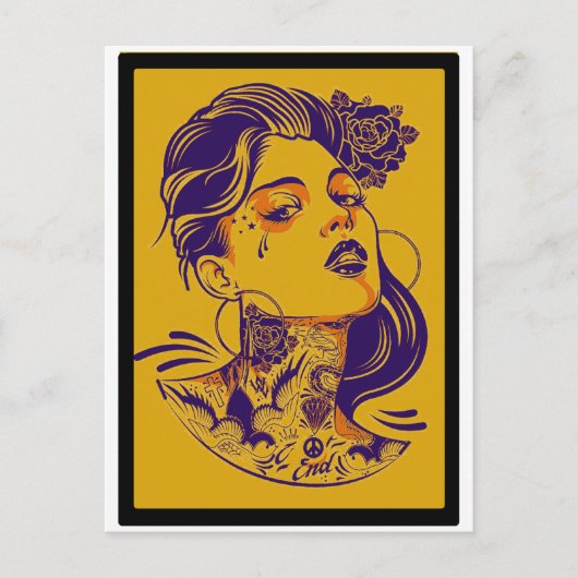 女性に夢中になっている ポストカード (正面)