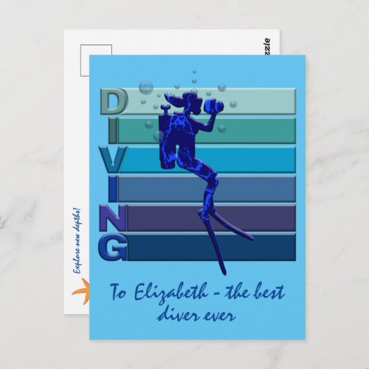 女性に対し最高のて常にカスタマイズ可能なダイバー ポストカード (正面/裏面)