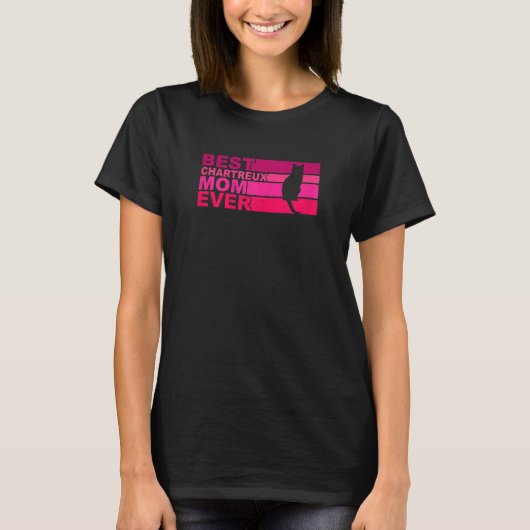 女性に最適なシャルトルルー猫の母 Tシャツ (正面)