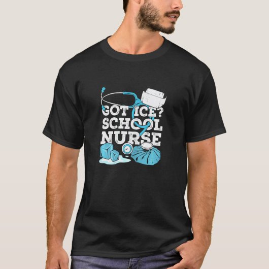 女性に氷がある 学校の看護師 Tシャツ (正面)
