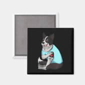 女性のおもしろい犬縁どコリーラブマタトゥーGif マグネット (正面/裏面)