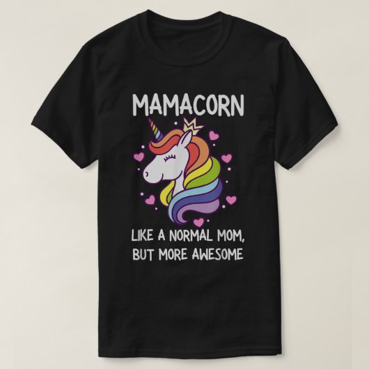 女性のおもしろいMamacorn Unicorn仮装Mom母 Tシャツ (デザイン正面)