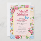 女性のお別れ退職フローラカラフル縁ど 招待状 (正面)