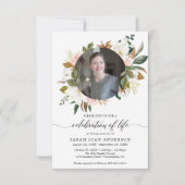 女性のお祝いMagnoliaと写真 招待状 (正面)