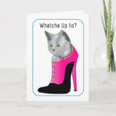 女性のかかとの中で猫をやっていること カード (正面)