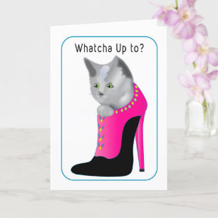 女性のかかとの中で猫をやっていること カード