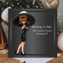 女性のかわいいディーバの誕生日パーティー 招待状