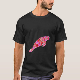 女性のかわいいハートおもしろいマナテエ動物バレンタイン Tシャツ