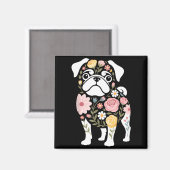 女性のかわいいパグ犬ママ マグネット (正面/裏面)