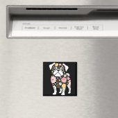 女性のかわいいパグ犬ママ マグネット (インサイチュ (食洗機))