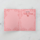 女性のかわいい女性バレンタインデーフローラハート シーズンカード (内部)