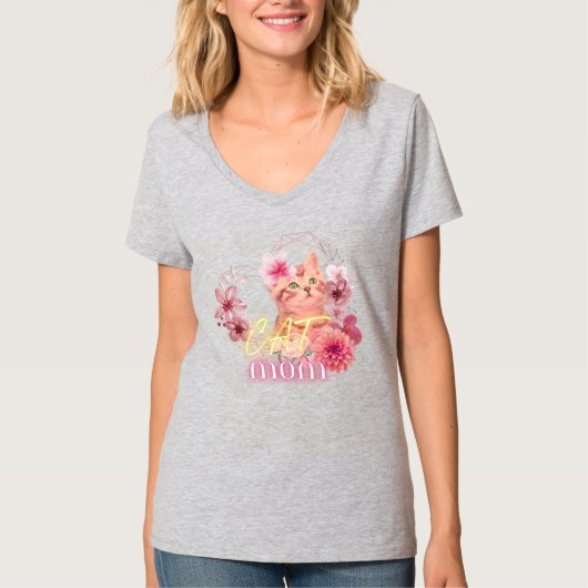 女性のかわいい猫Tシャツ – Cat Mom皮肉おもしろい Tシャツ (正面)