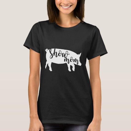女性のかわいい豚ショーママ Tシャツ (正面)