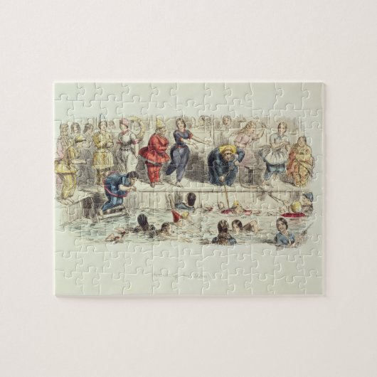 女性のために泳ぎます、1844年(litho) ジグソーパズル (横)