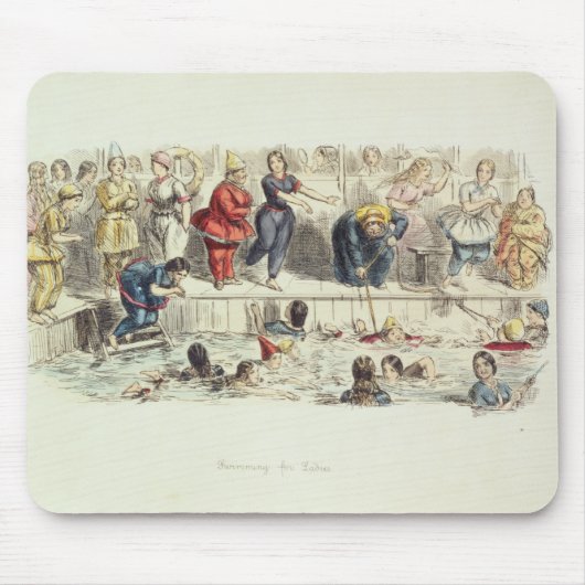 女性のために泳ぎます、1844年(litho) マウスパッド (正面)