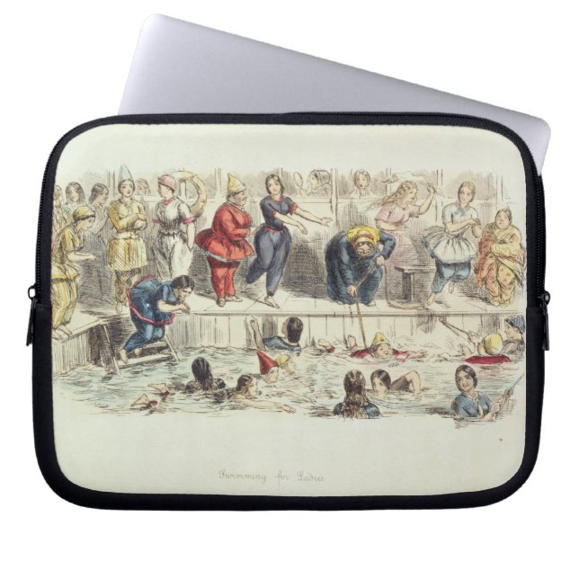女性のために泳ぎます、1844年(litho) ラップトップスリーブ (正面)