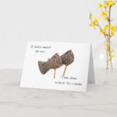 女性のためのおもしろいな靴の恋人 カード (黄色い花)