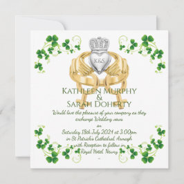 女性のためのアイルランド風クラダリングとシムロックのウェディング招待状 招待状