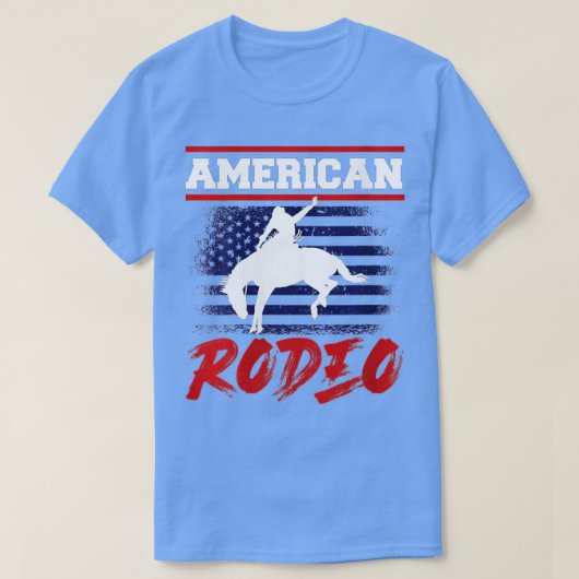 女性のためのアメリカのロデオカウボーイホースブル乗馬 Tシャツ (デザイン正面)