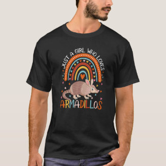 女性のためのアルマジロが好きな女の子 キッズ Tシャツ