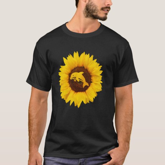 女性のためのイルカBeluga Fish Orca Sunflower Tシャツ (正面)