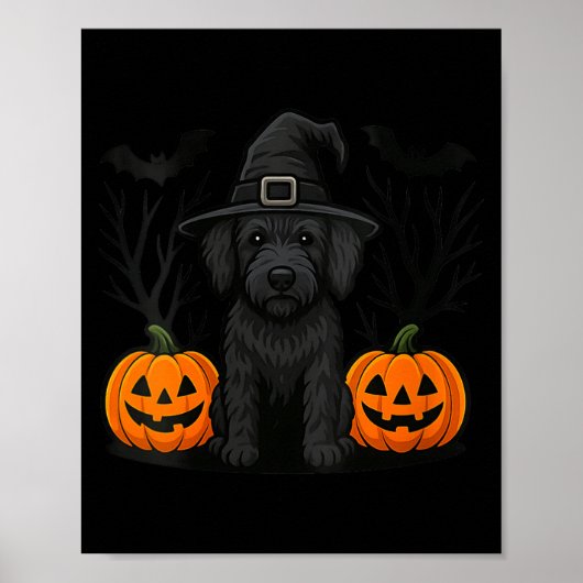 女性のためのウィッチーな黒ラブラドゥードル犬のハロウィン ポスター (正面)