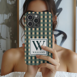 女性のためのオーダーメイドのチェック柄モノグラム携帯ケースギフト iPhone 15 PROケース