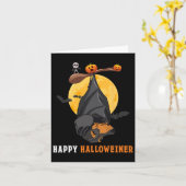 女性のためのカボチャのハロウィーン&amp;こうもりソーセージ犬 カード (黄色い花)