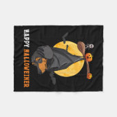 女性のためのカボチャのハロウィーン&amp;こうもりソーセージ犬 フリースブランケット (正面(横))