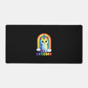 女性のためのキュートな猫ユニコーンの可愛いデザイン Caticorn デスクマット