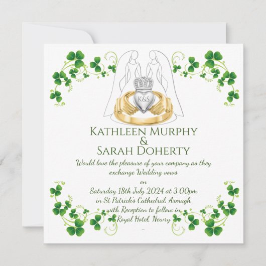 女性のためのクラダリングとシムロックの結婚式招待状 招待状 (正面)