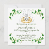 女性のためのクラダ リングとシムロックの結婚式招待状 招待状 (正面)