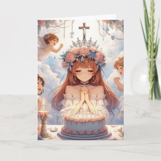 女性のためのクリスチャン誕生日カード サンキューカード (正面)