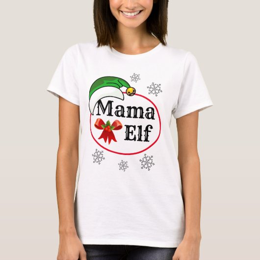 女性のためのクリスマスのカスタマイズ可能なギフトMAMA小妖精や小人 Tシャツ (正面)