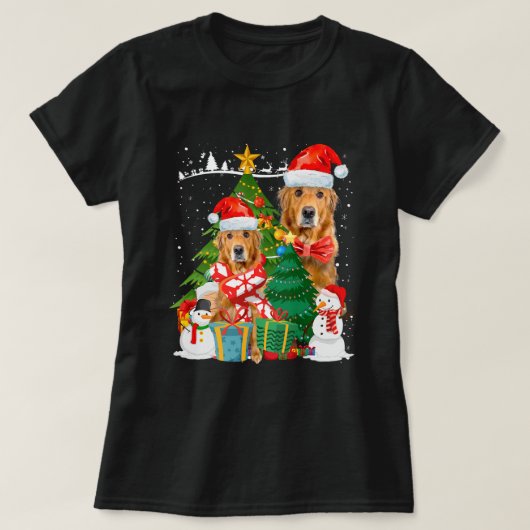 女性のためのクリスマスツリーアイディアクリスマスゴールデンレー Tシャツ (デザイン正面)