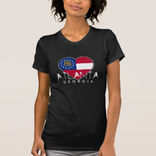 女性のためのクールなアトランタジョージアの旗のハートのワイシャツ Tシャツ