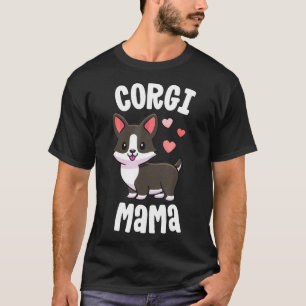女性のためのコルギママ犬ママブラックブリンドルコルギ Tシャツ