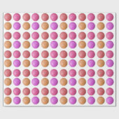 女性のためのゴルフ・ボールパターン、ピンクのゴルフ・ボールの紙 ラッピングペーパー (フラット)