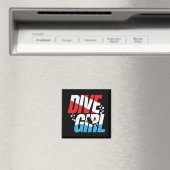 女性のためのスキューバダイバーギフト、ダイビングガールスキューバダイビング マグネット (インサイチュ (食洗機))