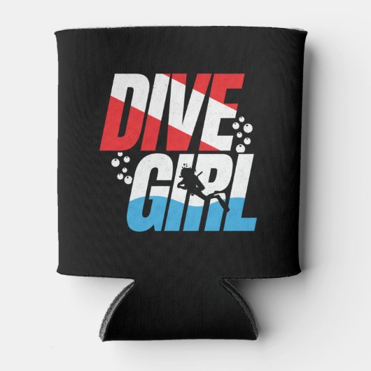 女性のためのスキューバダイバーギフト、ダイビングガールスキューバダイビング 缶クーラー (正面)